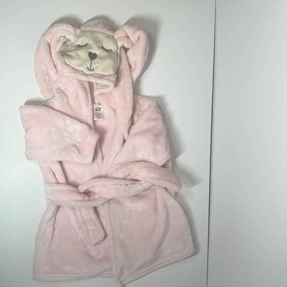0-9 month Bunny pink soft towel robe with hat and bunny ears - Picture 1 of 3
